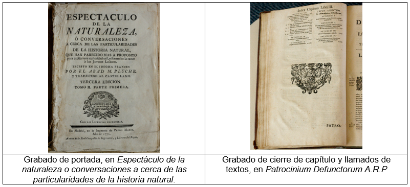 Grabado xilográfico en los libros de la colección.